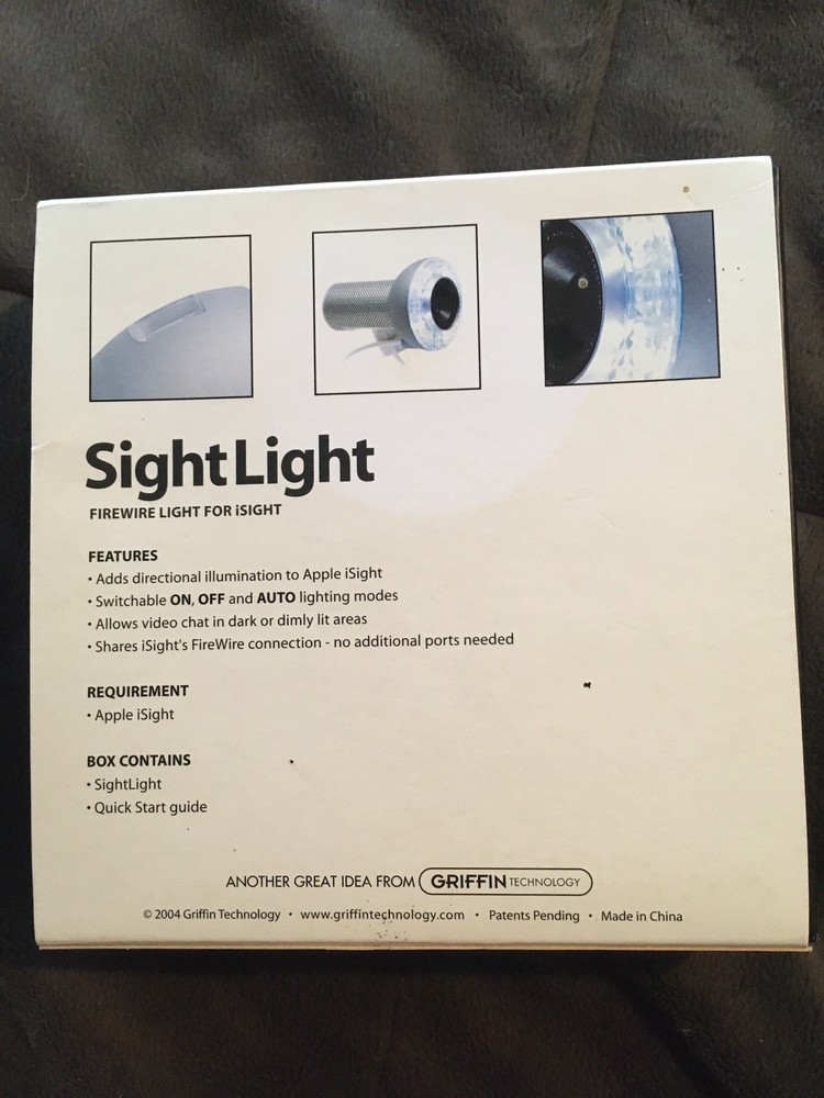 Griffin Technology SightLight Firewire Light For iSIGHT Camera Mac *open box*
