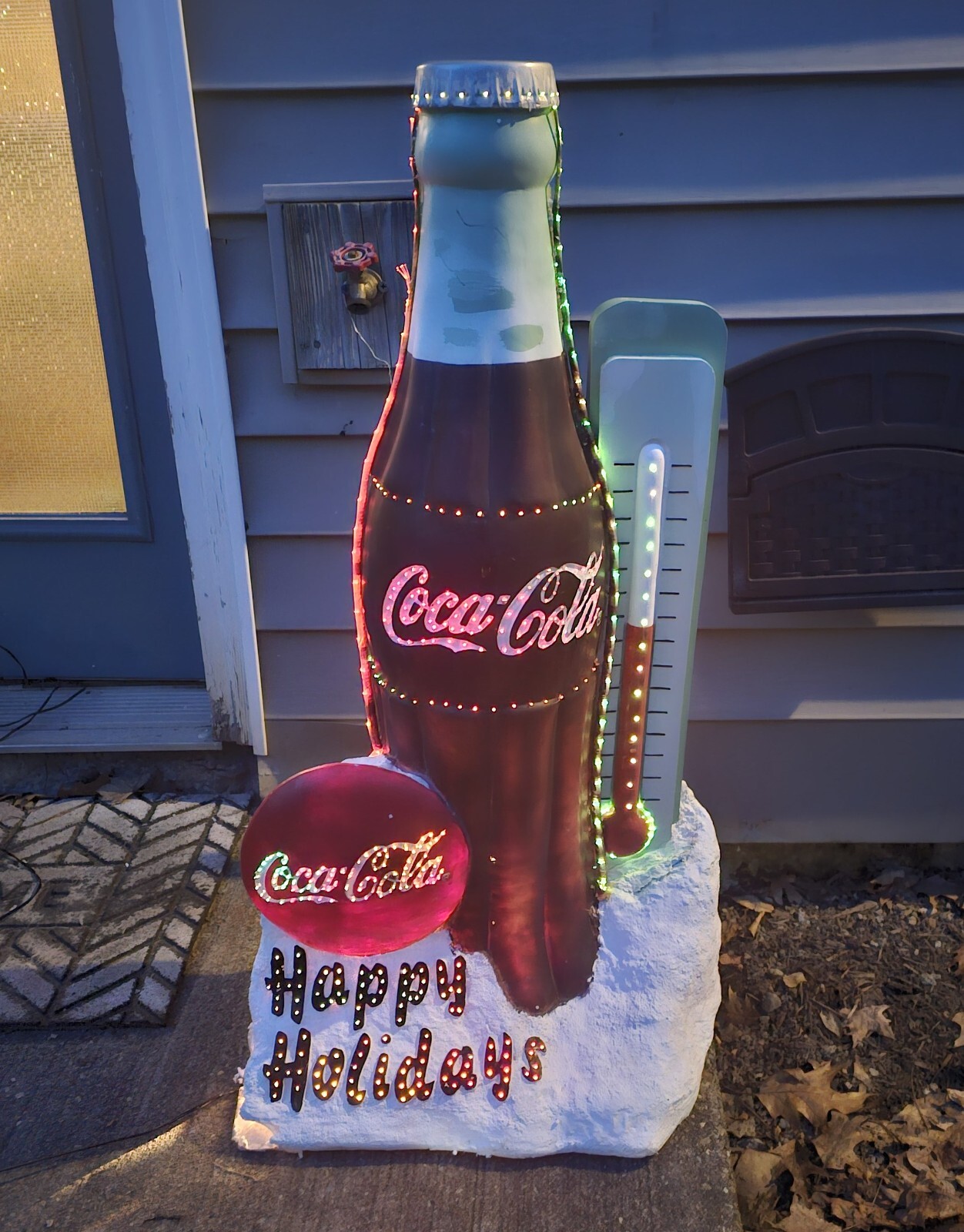Fiber Optic Coca Cola Coke Bottle Happy Holidays Christmas Outdoor Vintage Light