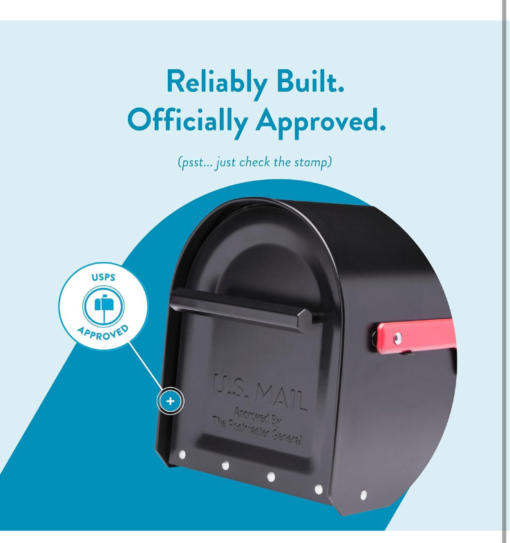 MAILBOX 5560B-R-10 Architectural Mailboxes Sequoia Post Mount Mailbox, Large, BL