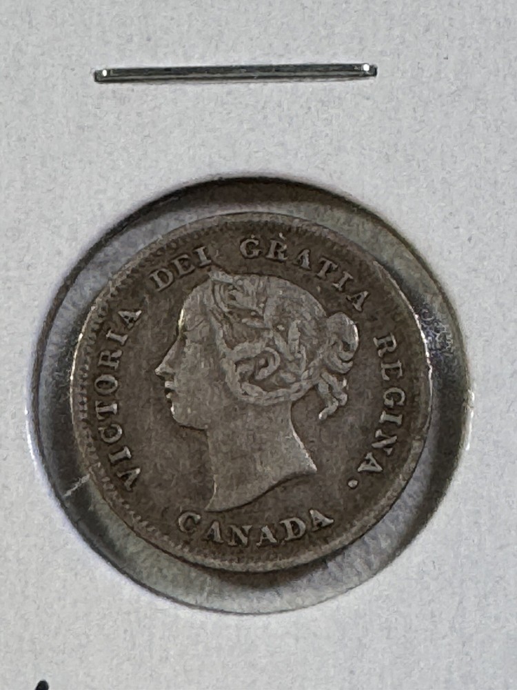 1888 Canada 5 Cents Small Silver Coin Cleaned