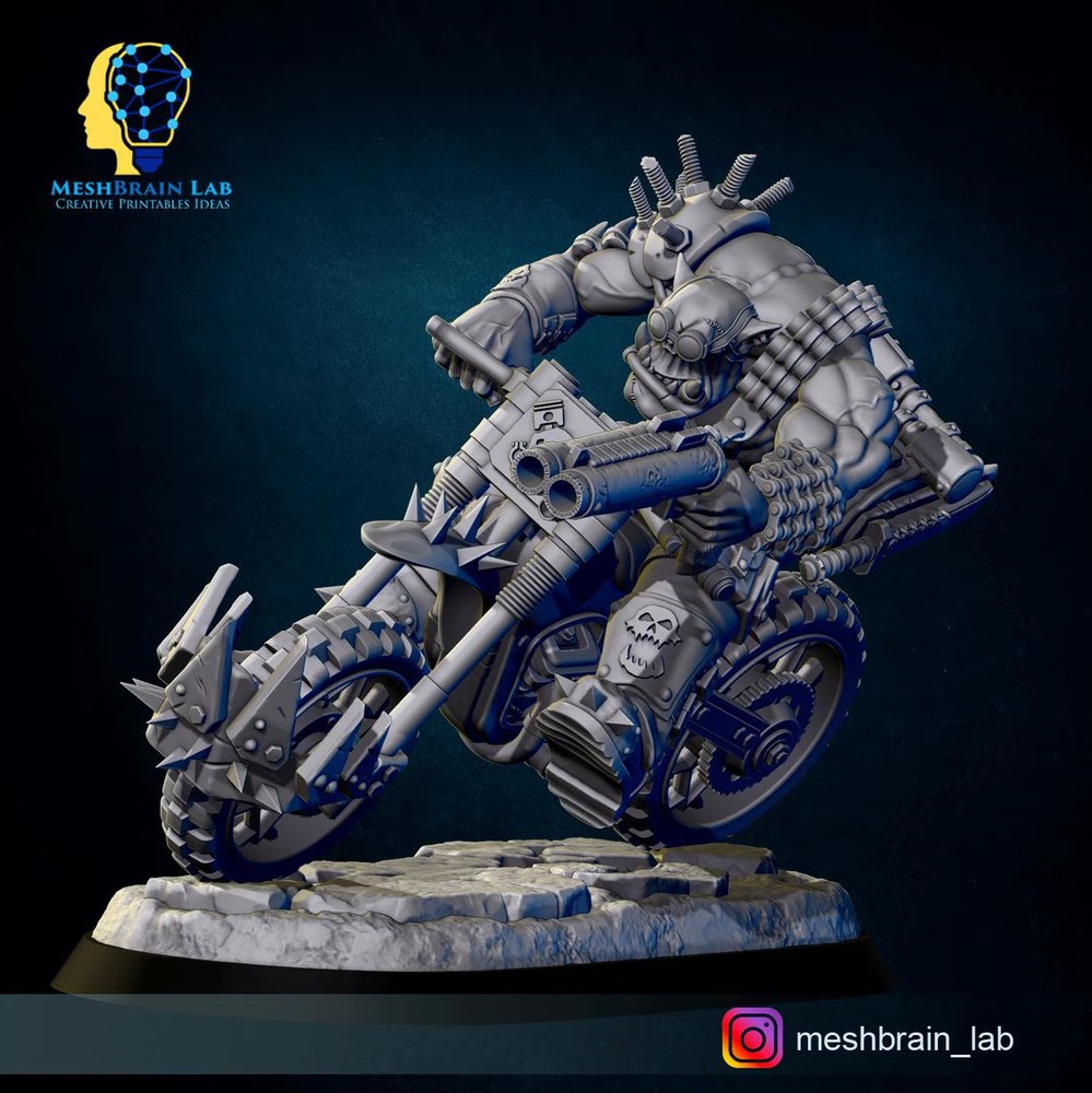 3D Printed Wasteland Biker Orks by Meshbrain Labs