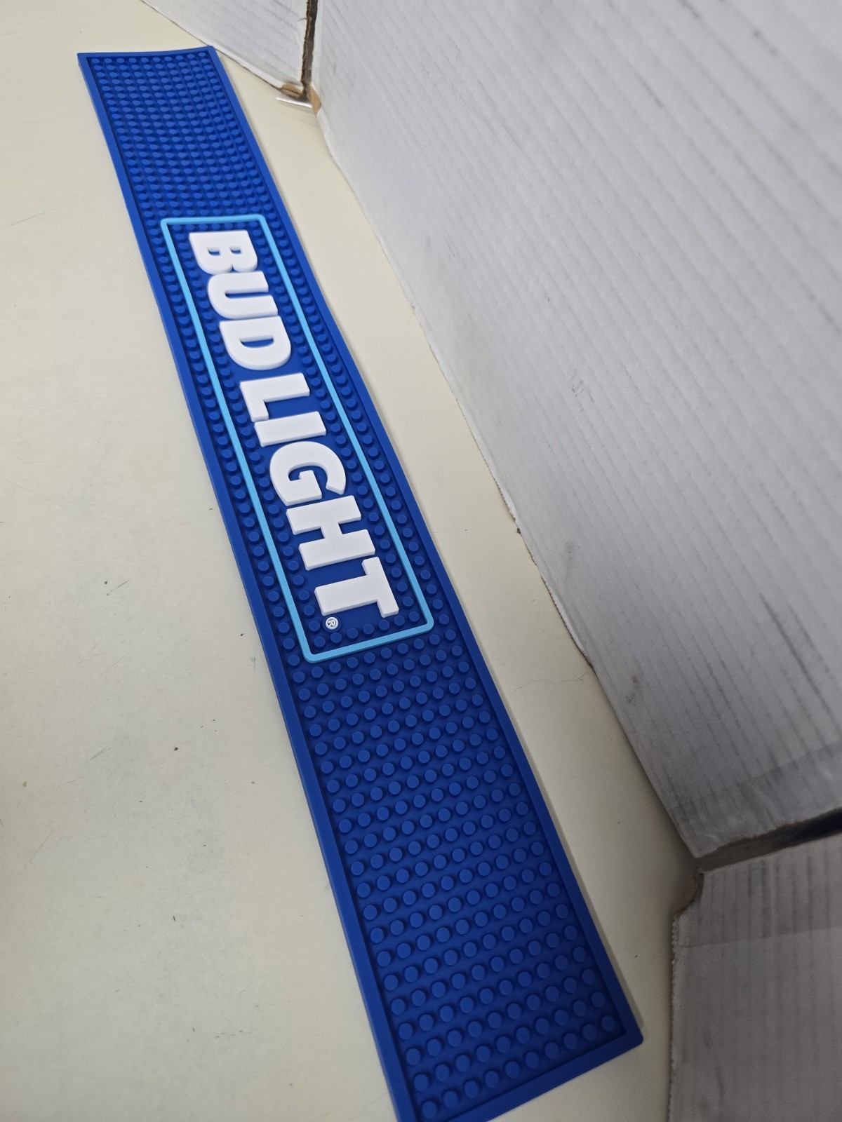 NEW Bud Light Beer Rubber Bar Spill Mat for Tap Kegerator Rail Spill Mat 24x3.25