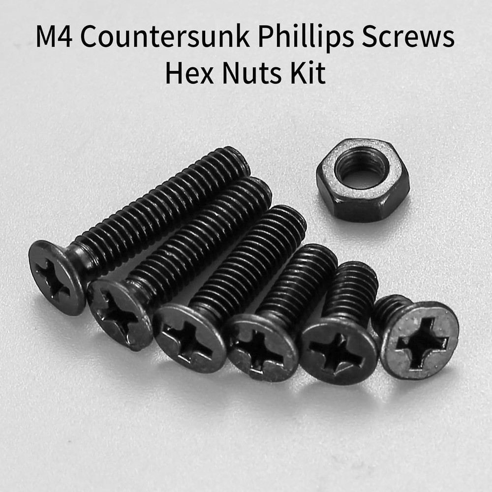 M4 Flat Head Machine Screws and Nuts Kit, 275 Pcs Black One Size,