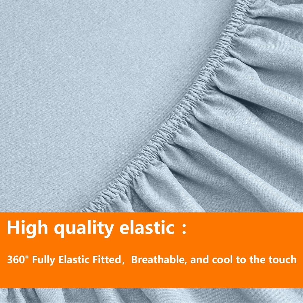Soft Quilted Light Blue Queen Comforter Set - Reversible 7-Piece Bedding