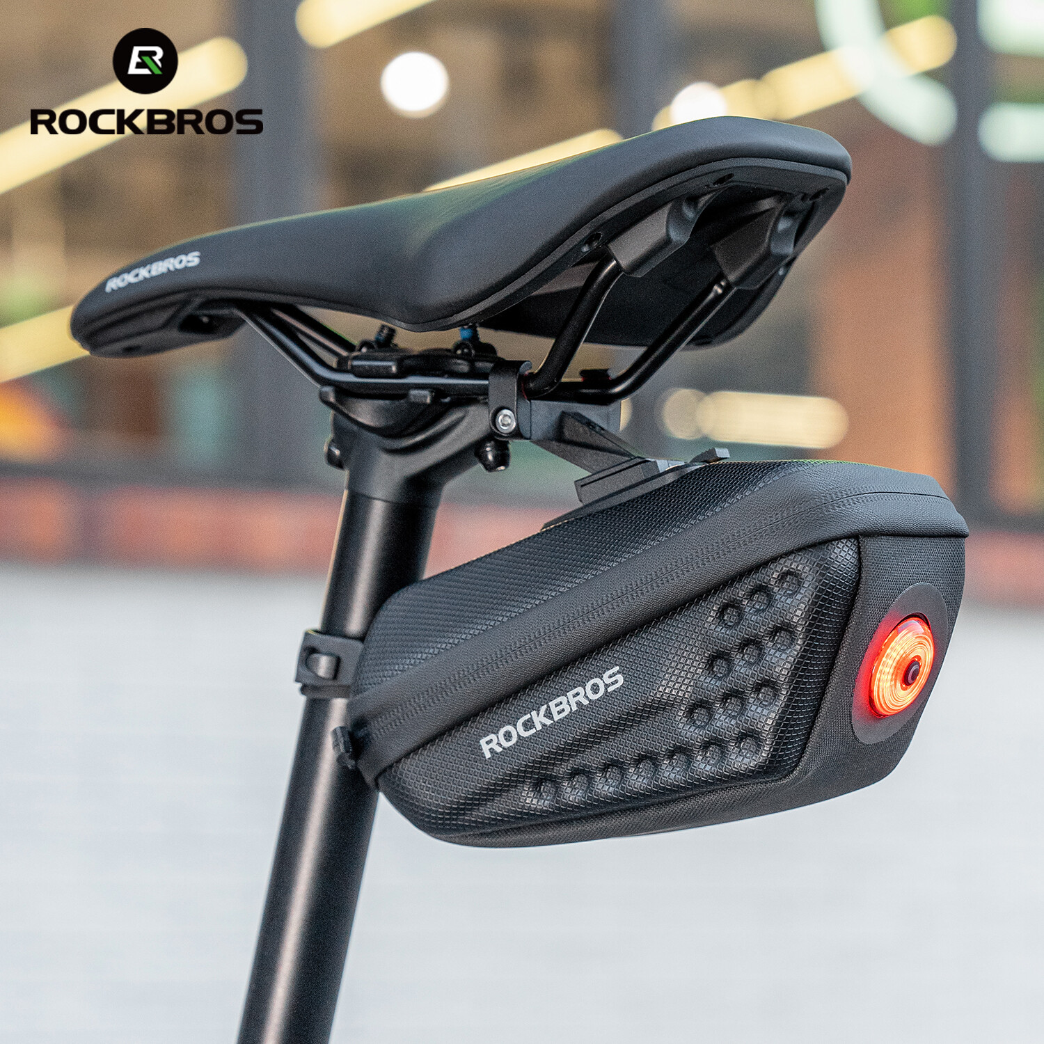 ROCKBROS Bicycle Rear Seat Saddle Bag Waterpoof Cycling Seat Bag With Taillight