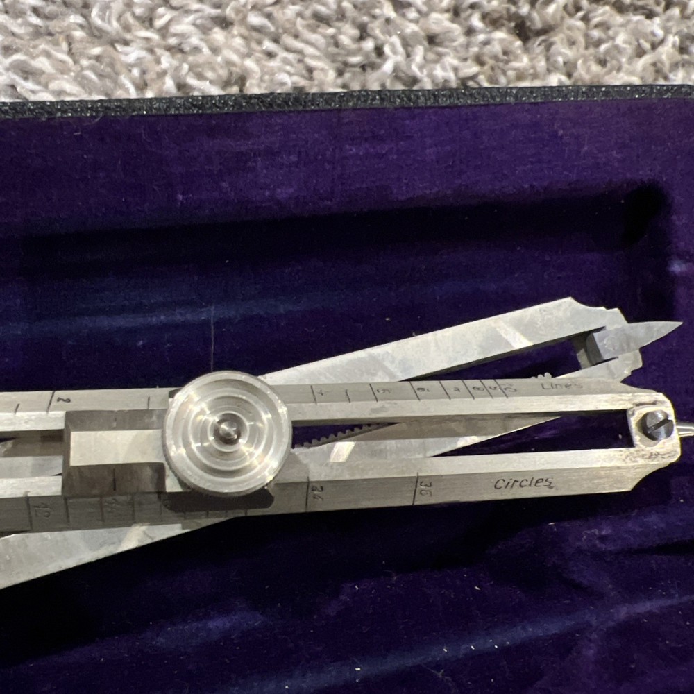 POST LINES & CIRCLES 8" PROPORTIONAL DIVIDER #925 W/CASE - DRAFTING DRAWING TOOL