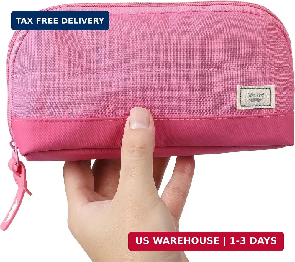 Mr. Pen- Fabric Pencil Case Pouch, Pink, Triangular Shape Pencil Pouch