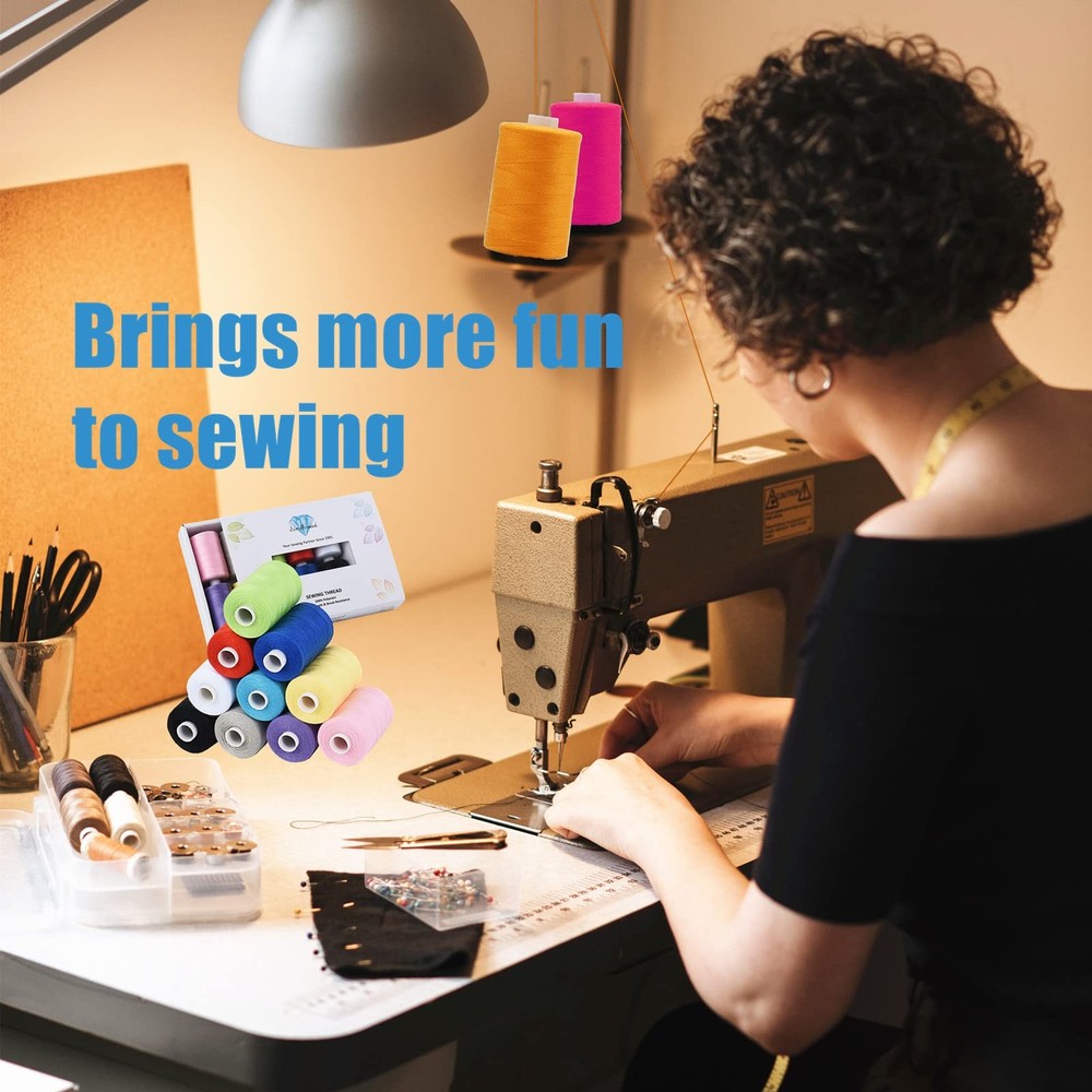 10 Spool All Purpose Sewing Thread Rainbow Series 1000 Yards Polyester Bobbin