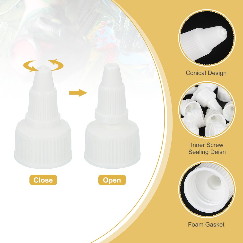 36Pcs 20/410 Plastic Ribbed Edge Squeeze Bottle Replacement Caps, White