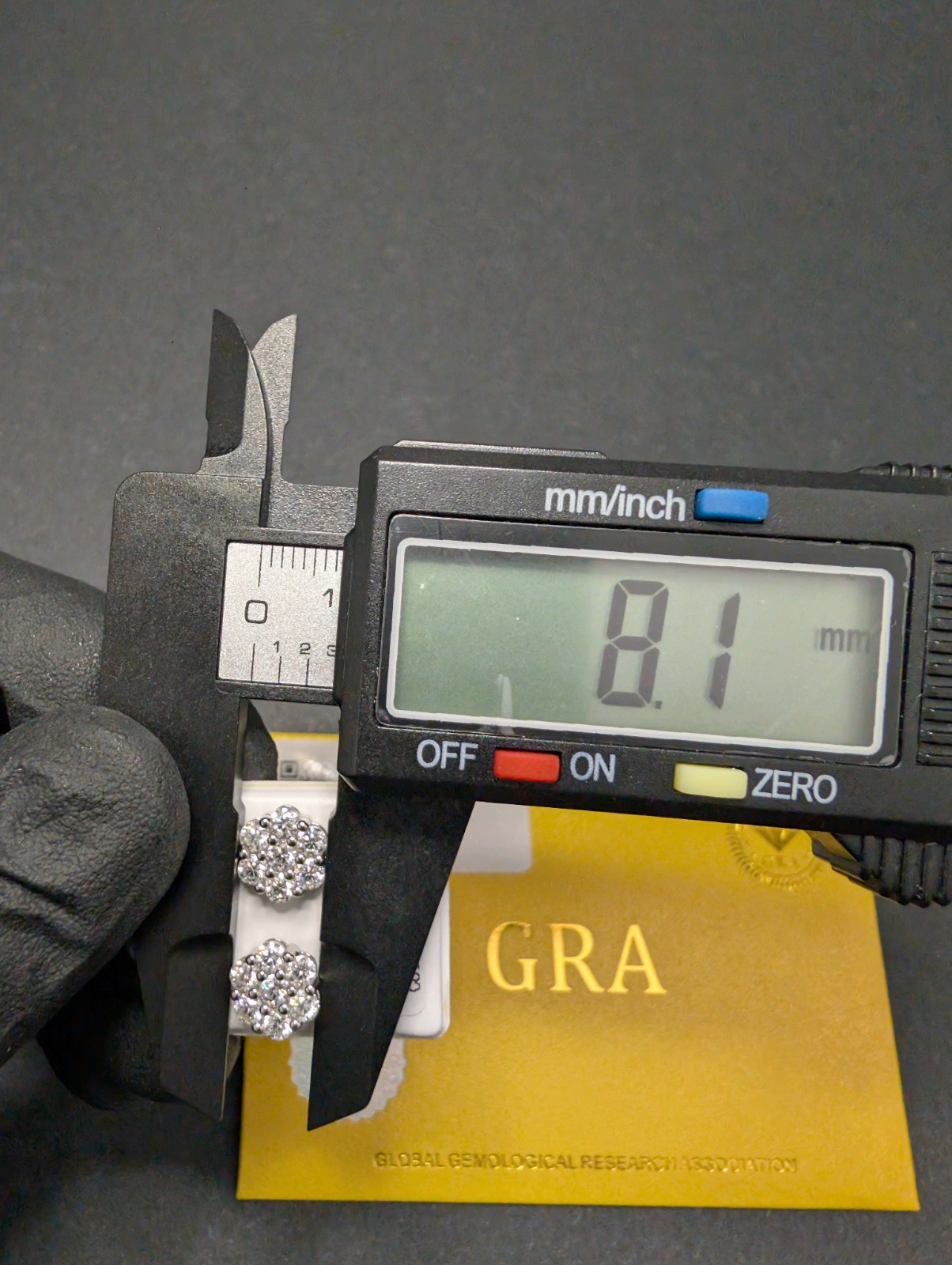 Solid 925 Sterling Silver GRA Certified Moissanite 8.1mm Honeycomb Cluster Studs