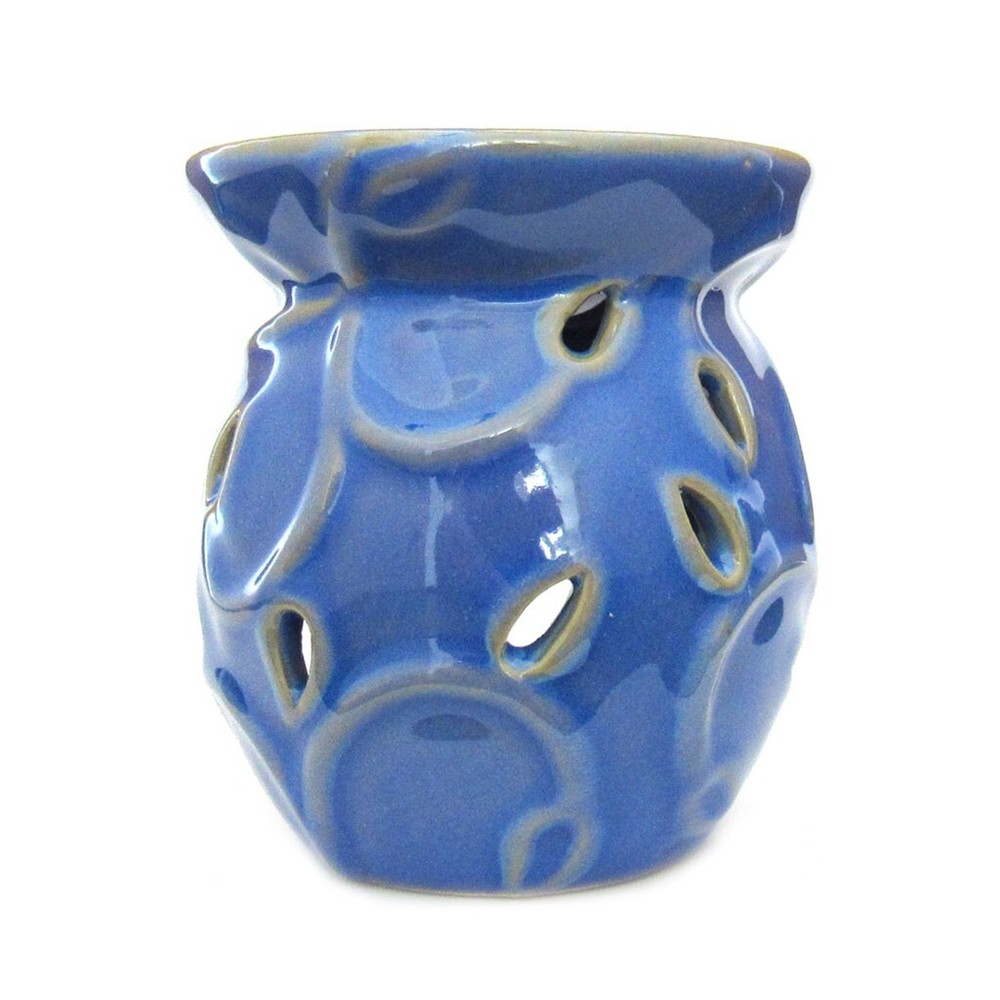 Leaf Ceramic Oil Diffuser NEW 3" Aroma Lamp Tealight Holder - Blue