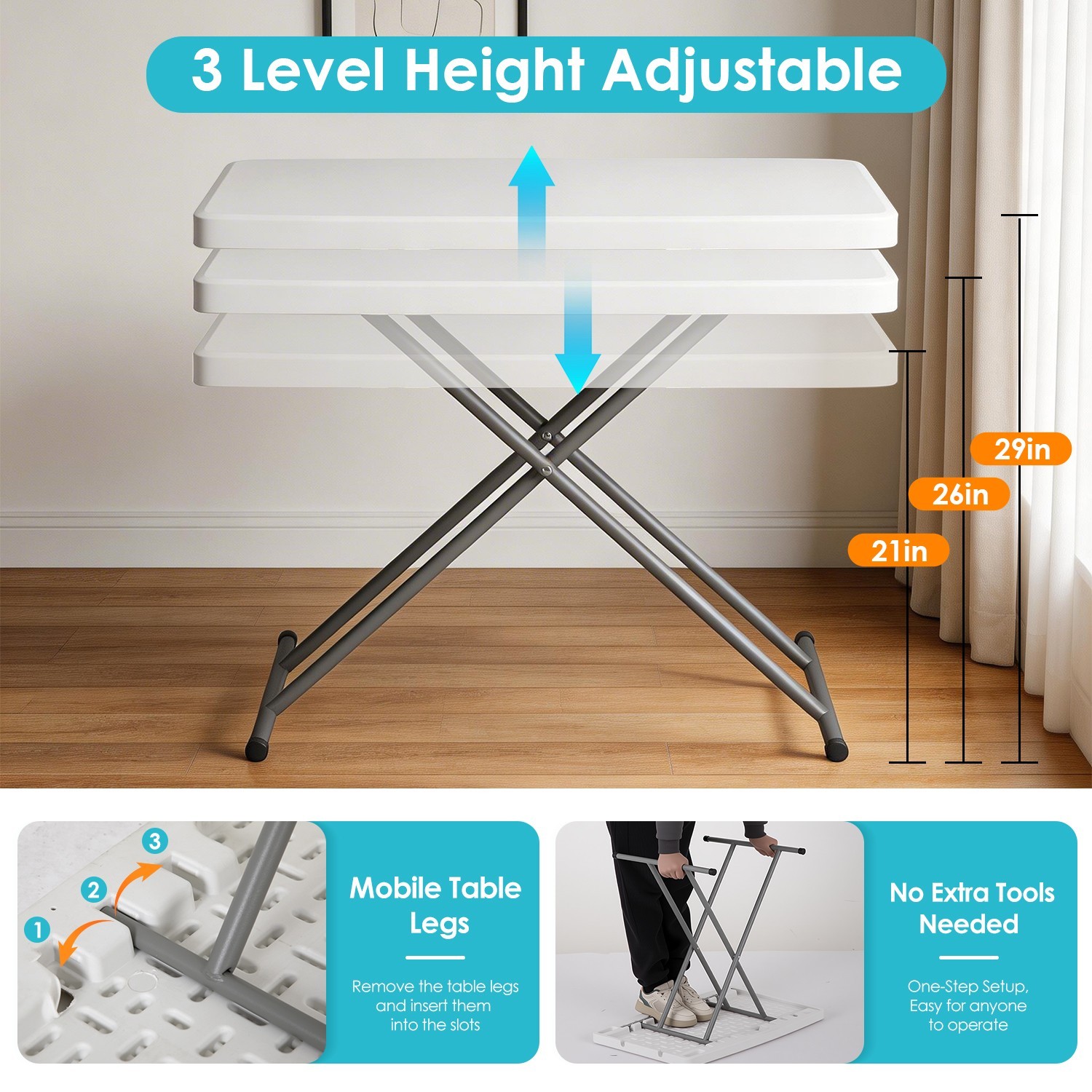 30 Inch Folding Table, Utility Foldable Table for Small Spaces,Small Desk Adjust