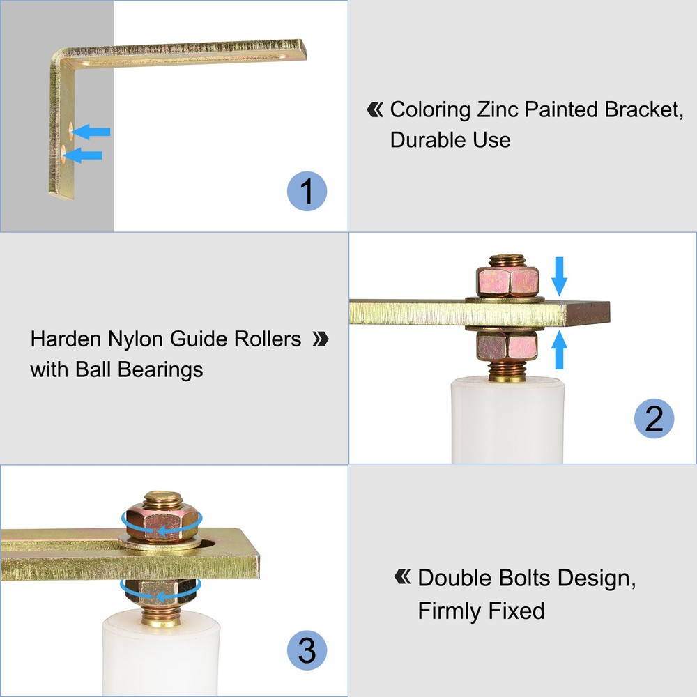 Slide Gate Guide Roller with L Post Bracket 1-5/8" Dual Nylon Rollers Gate