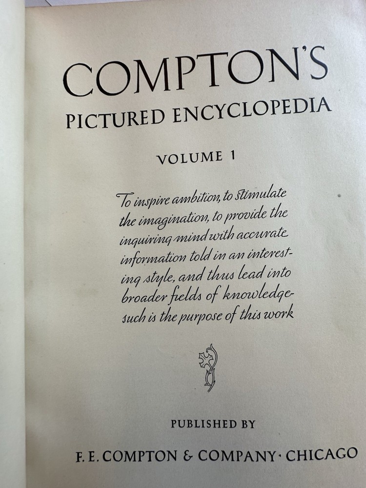 Compton's Pictured Encyclopedia, 1940 Edition, Vol 1
