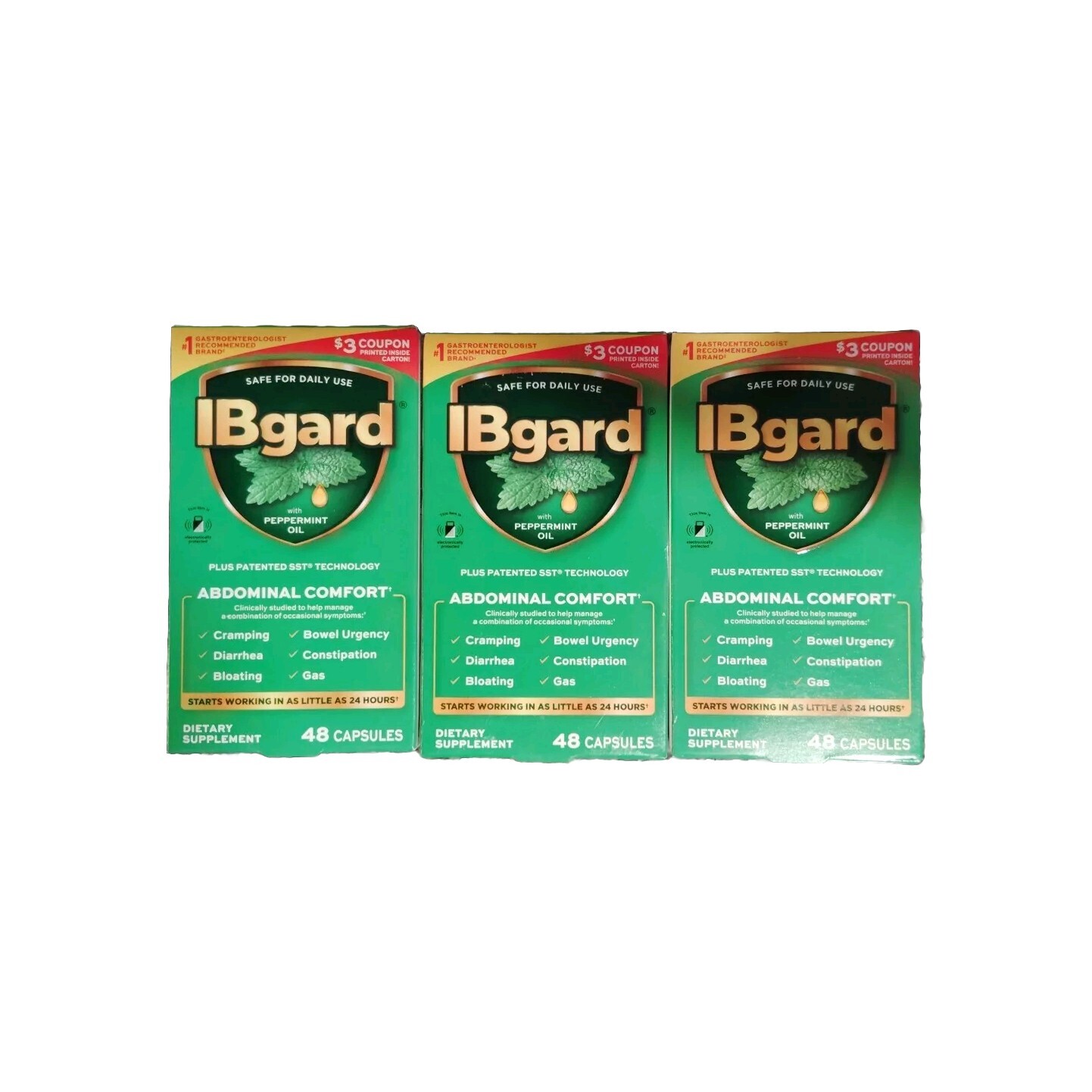 3 Pack- IBgard, Abdominal Comfort 48 Capsules. Exp 1/2027+