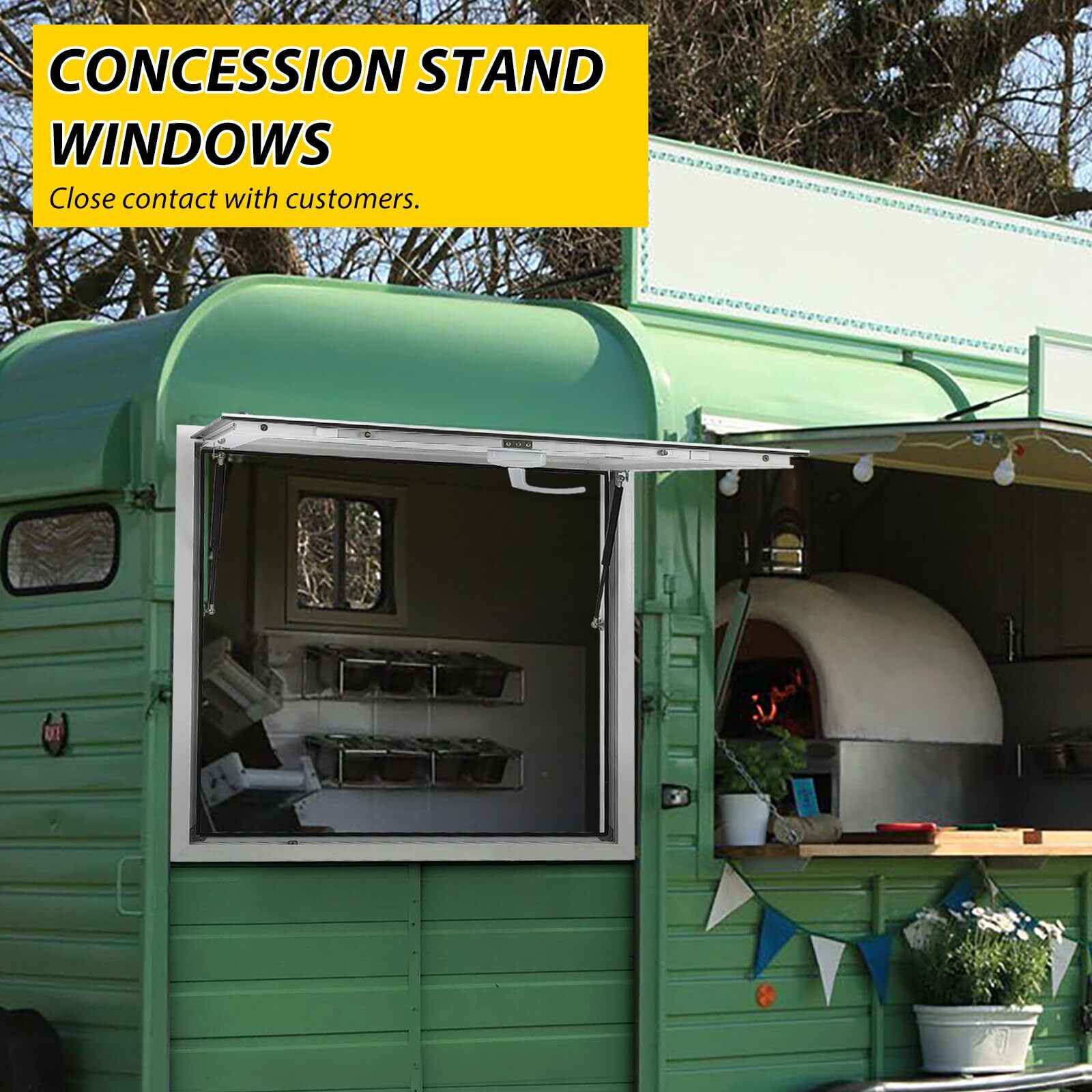 Concession Trailer Serving Window 36" x 36" 60" x 36" Food Truck Service Window