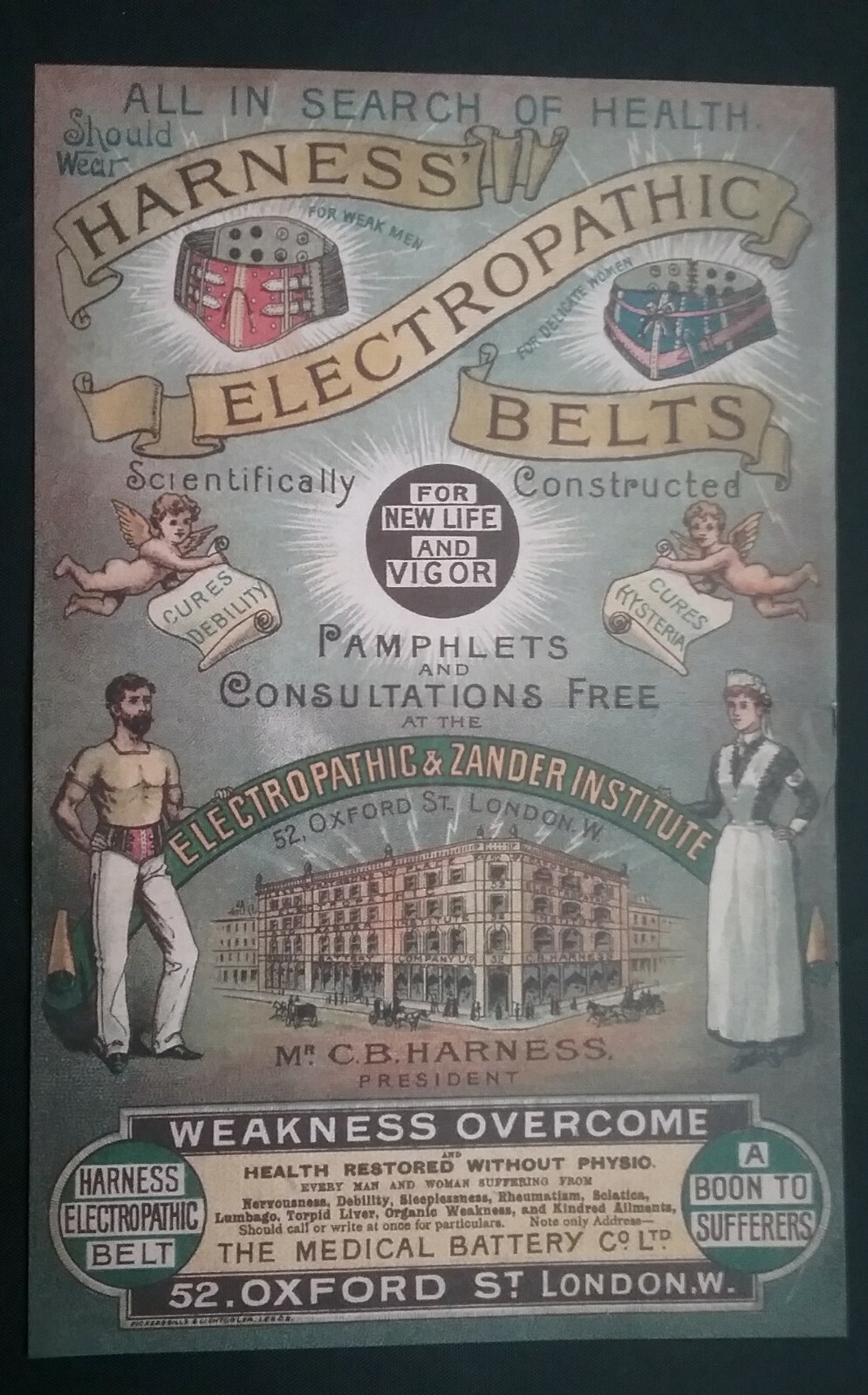 VICTORIAN ELECTROPATHIC BELTS LEAFLET + ****(((2 CARD ADVERTS)))****