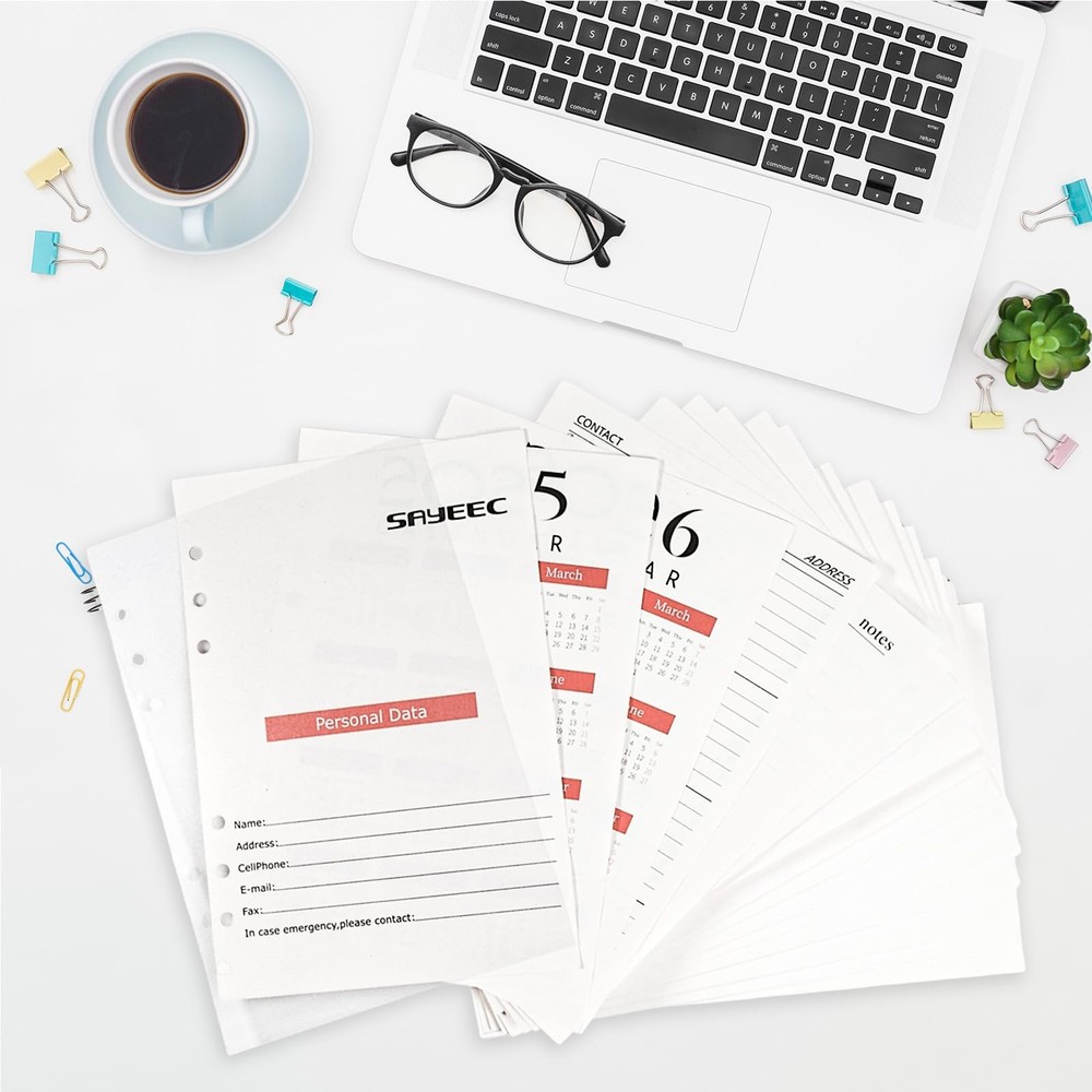 SAYEEC A5 Refill Paper Loose Leaf Lined for Planner refillable paper
