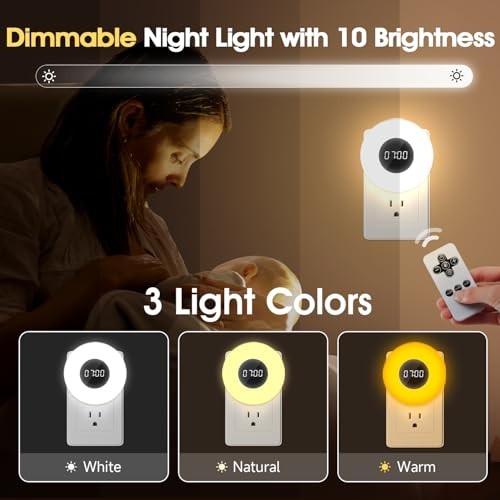 【2 Pack】 Bathroom Clock,10 Levels Dimmable+3 Light Colors+Remote Shower 2pack