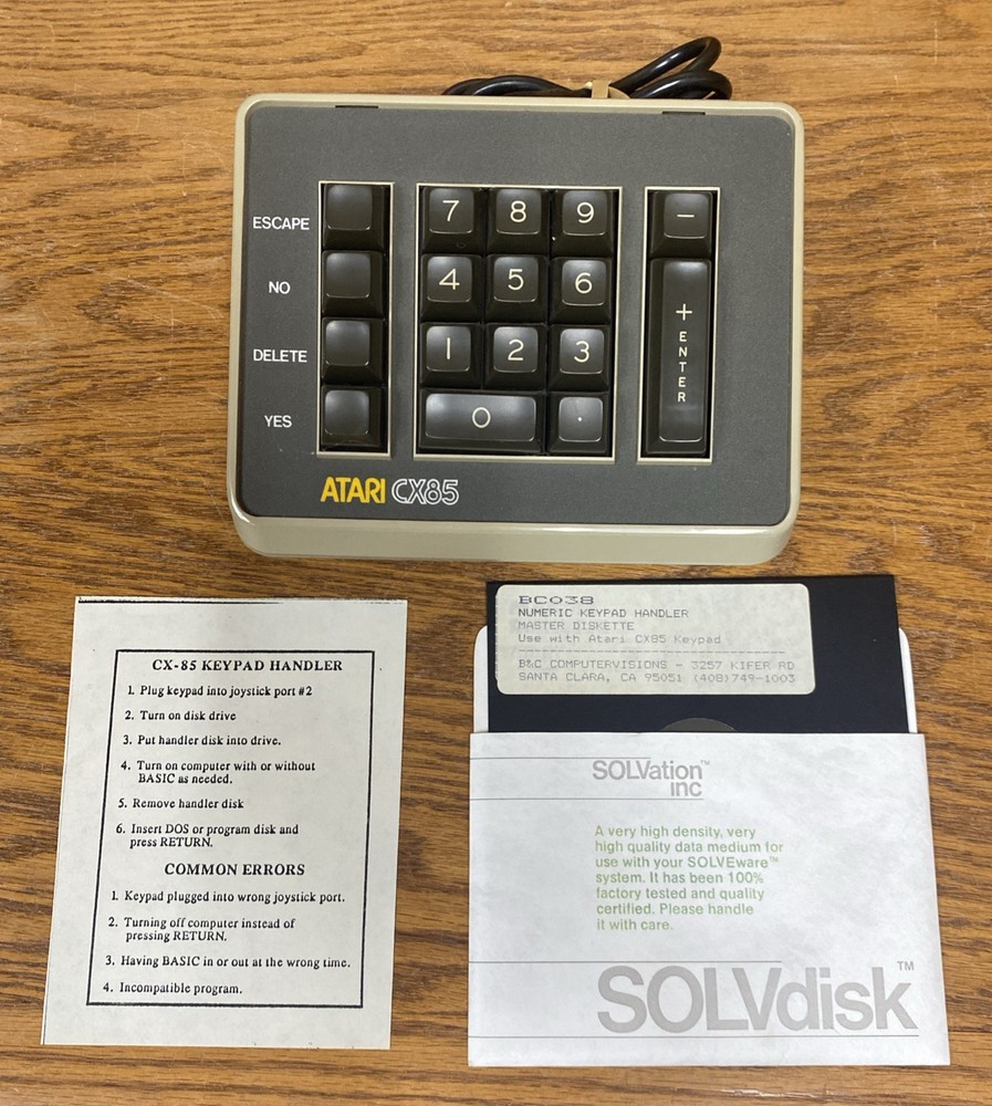 Atari CX85 Numeric Keypad - Atari 400/800 Untested w/ Handler Disk