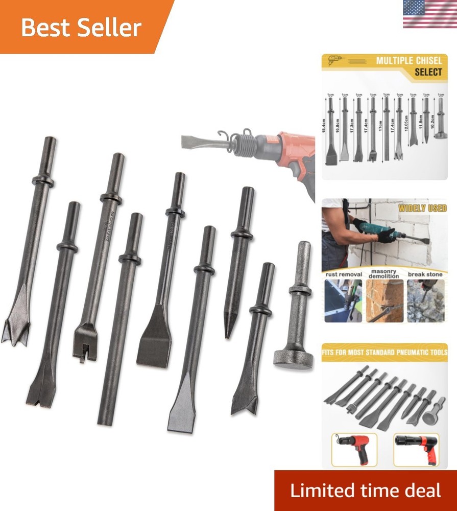 Air Hammer Bits Set - 9pcs Pneumatic Hammer Chisel Bits, Air Chisel Bits, Air...