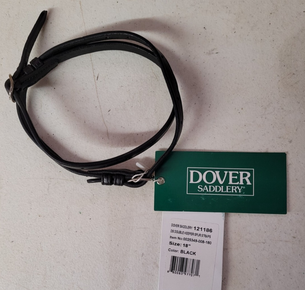 Dover Double Keeper Leather Spur Straps, Black 18"