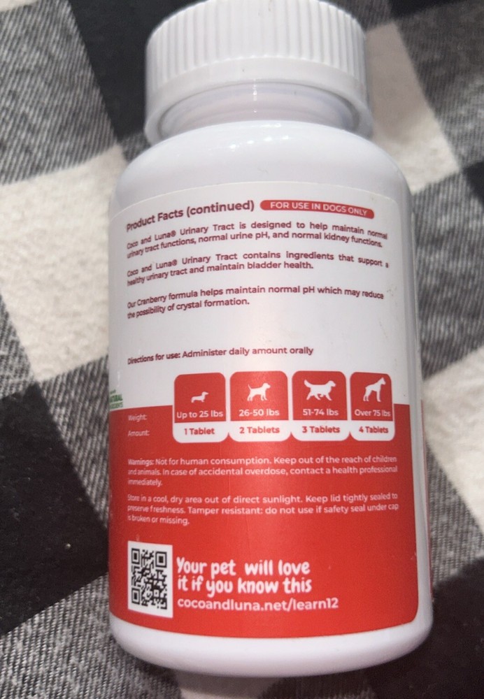 Cranberry for Dogs - 120 Chewable Tablets - Urinary Tract Support, Bladder Suppo