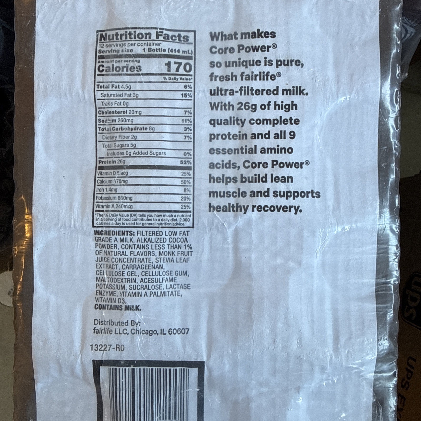 Fairlife Core Power Protein Shake, Chocolate, 26g Bottle, 14oz, 12 Pack