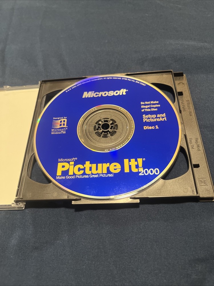 Microsoft Picture It 2000 2 Disc Set For Windows 98
