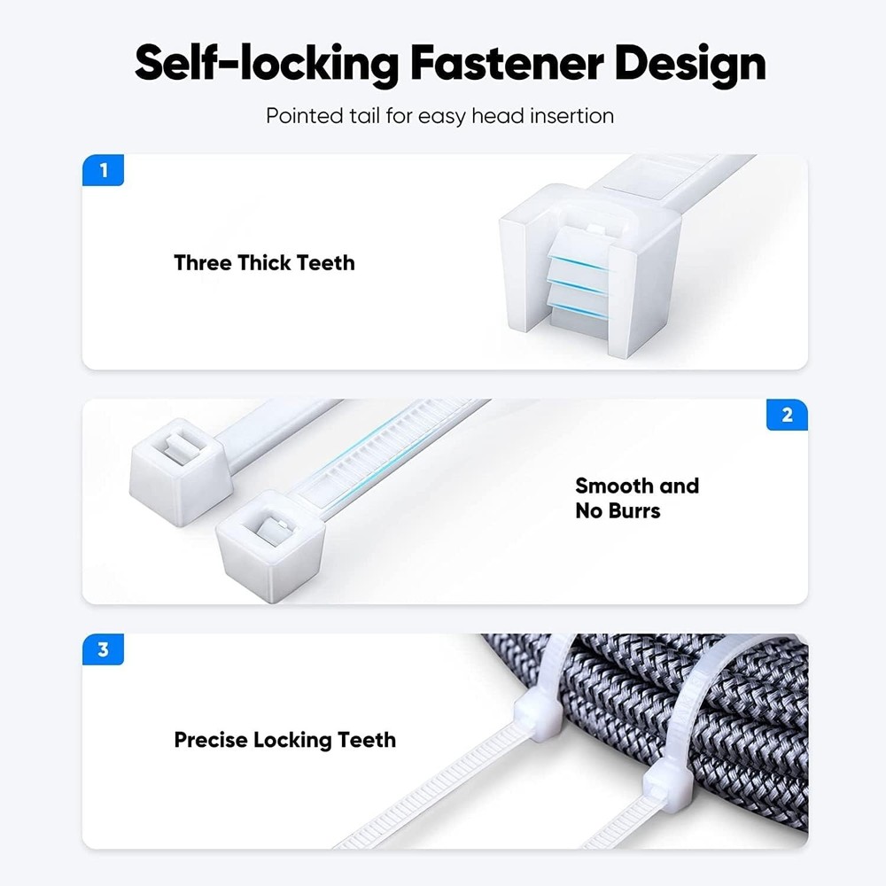 Versatile 400-Pack Zip Ties - Strong, Durable, and UV-Resistant for All Projects