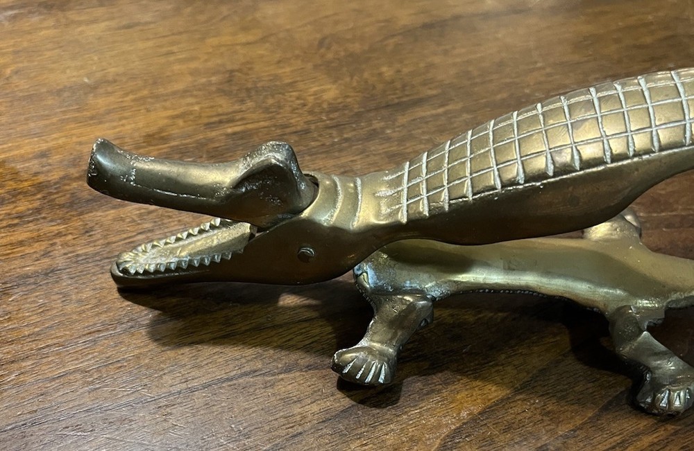 VintageBrass Crocodile Nutcracker 10.50 Inch Long