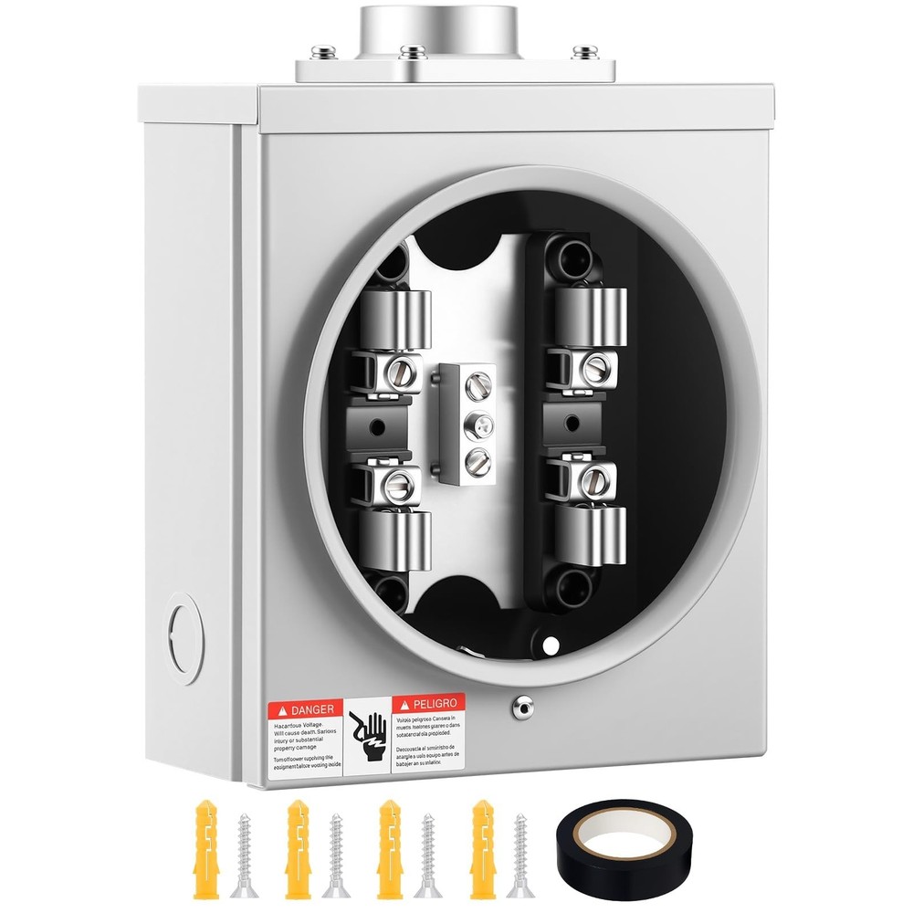 Meter Socket 100 Amp, 4-Jaw Meter Base Meter Socket 600V Single Phase 3-Wire ...