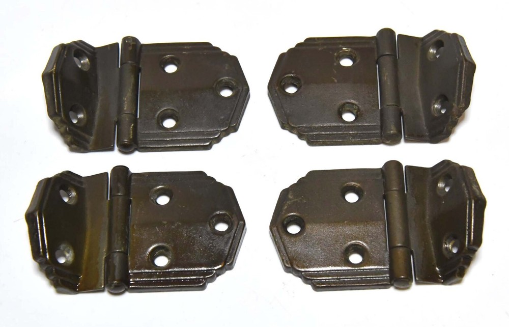 4 RETRO BRASS MCM LINEN CABINET OFFSET HINGES