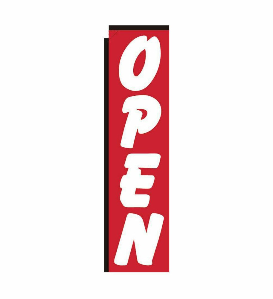 Open (red) 3ft x 12ft Advertising Rectangle Banner Flag, Replacement Flag Only