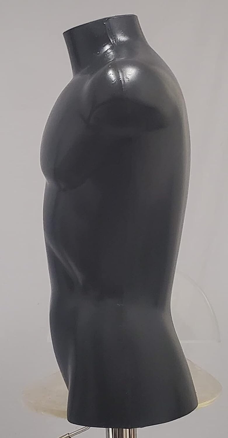 Male Torso Mannequin Form Display Bust 39" Chest, Black Color (#50R05)