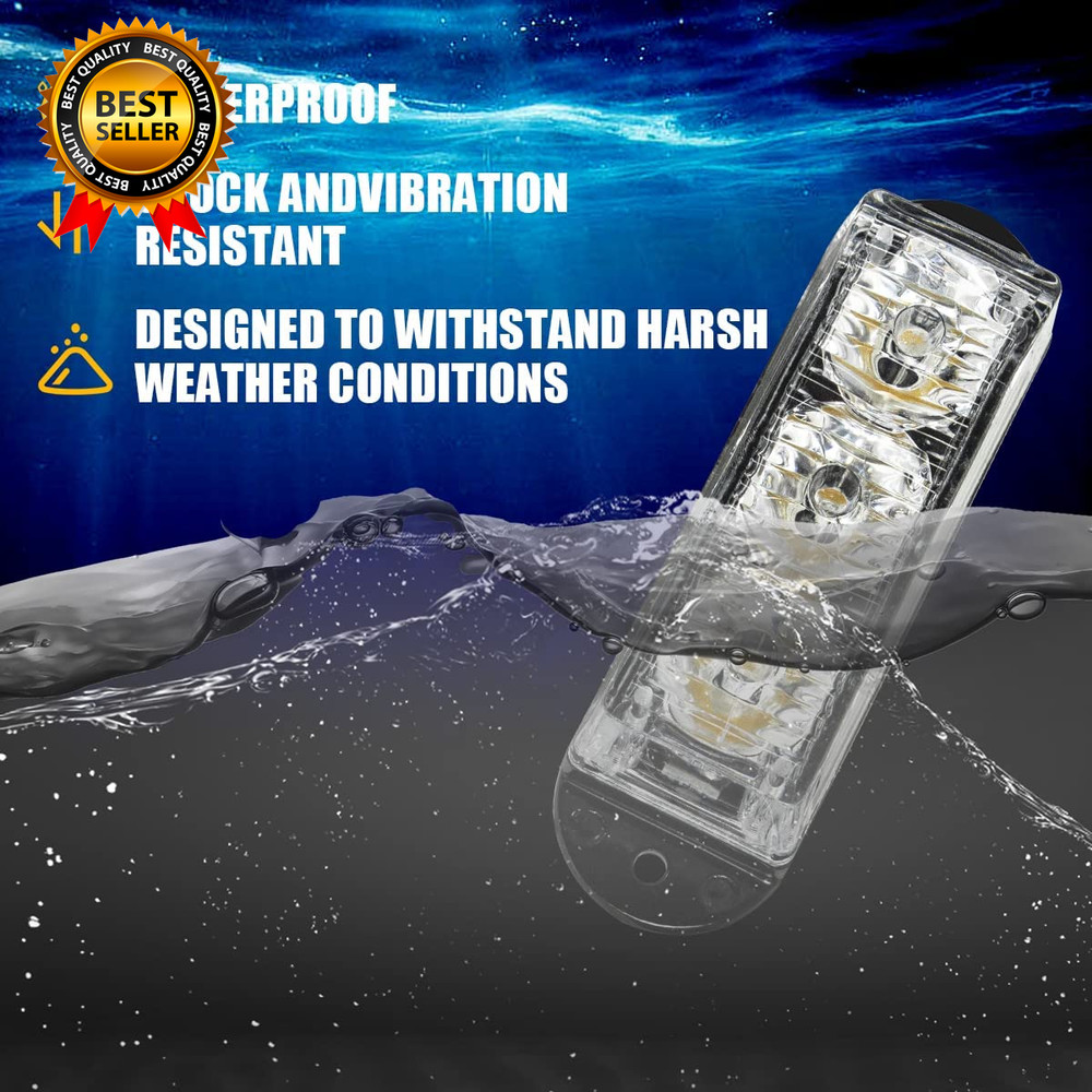 (2PCS 3-LED Strobe Lights Amber Waterproof Emergency Beacon Flash
