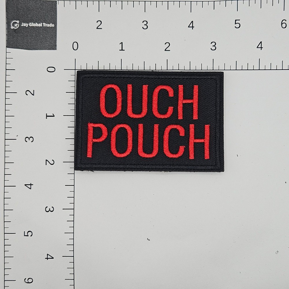 Ouch Pouch Tactical Patch Red Black Embroidered Hook and Loop First Aid Med Bag
