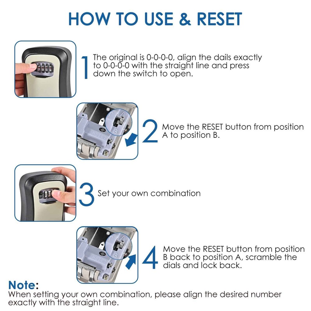 2 PACK Key Lock Box, Wall Mount 4 Digits Combination Lockbox, Waterproof Outd...