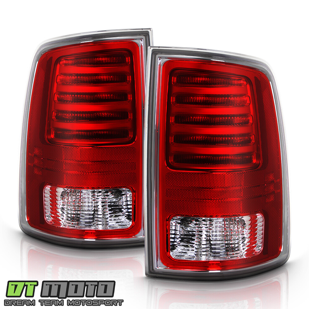 Replacement 2013-2018 Dodge RAM 1500 2500 3500 Chrome/Red LED Tail Lights LH+RH