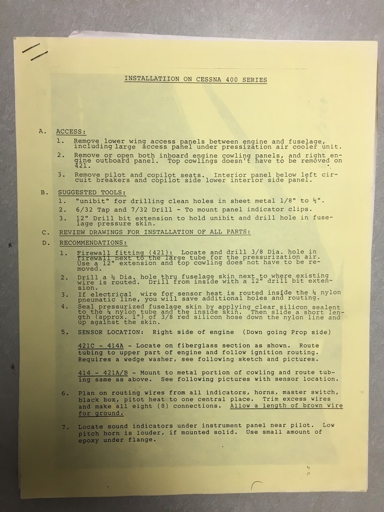 Supplemental Type Certificate SA1007NW Low Thrust Detector System Paperwork