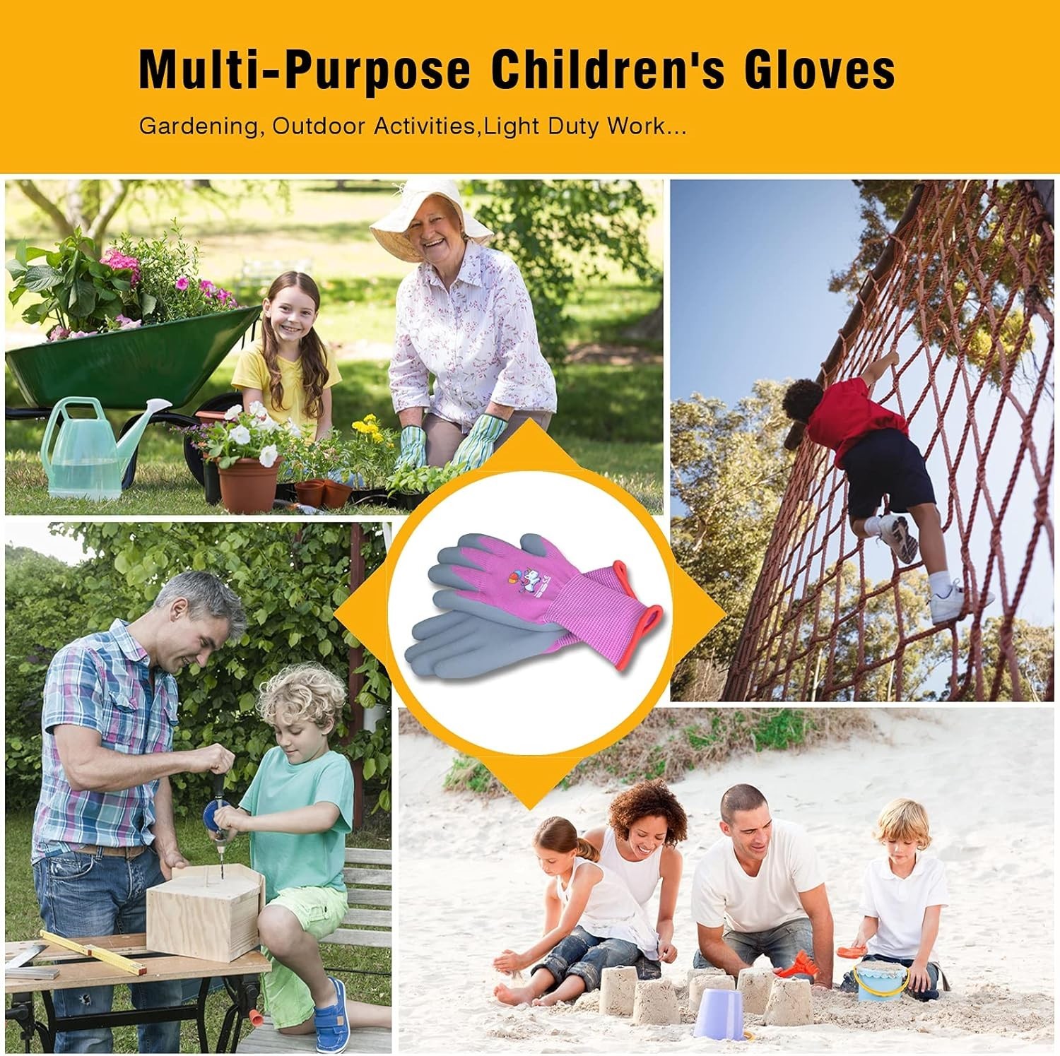 Ages 5-7 Kids Gardening Gloves,Yard Work Gloves for Toddlers, Youth, Girls, B...
