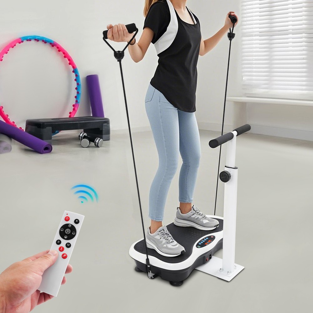 Vibration Plate Exercise Machine with Adjustable Handle and Remote Control