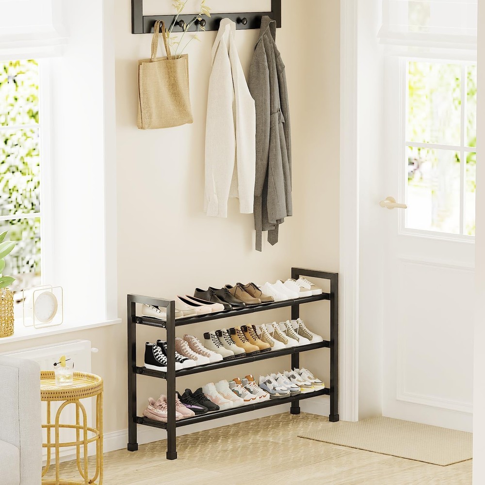 Mavivegue 19“- 43” Adjustable Shoe Rack, 3 Adjustable Length, 3 Tier