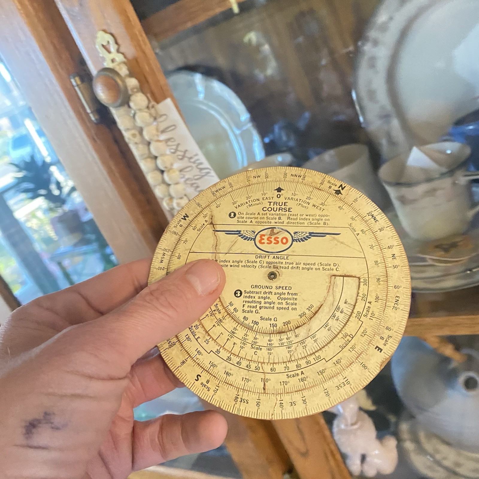 1947 Esso Flight Calculator True Course Air Ground Speed Plane Aviation