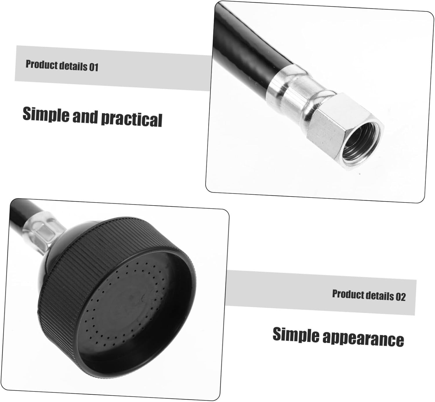 Salon Shampoo Faucet Sprayer Head Black Rubber Hose Beauty Equipment 120cm/47"