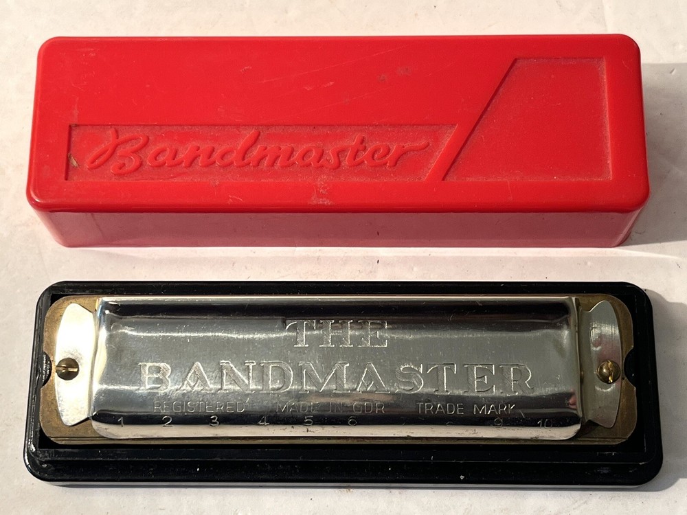 VTG The Bandmaster Harmonica w/ Red Plastic Hard Case - Germany