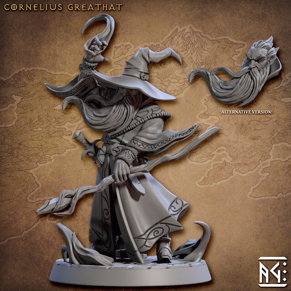 Cornelius Greathat Human Wizard Sorcerer Miniature | D&D DnD |