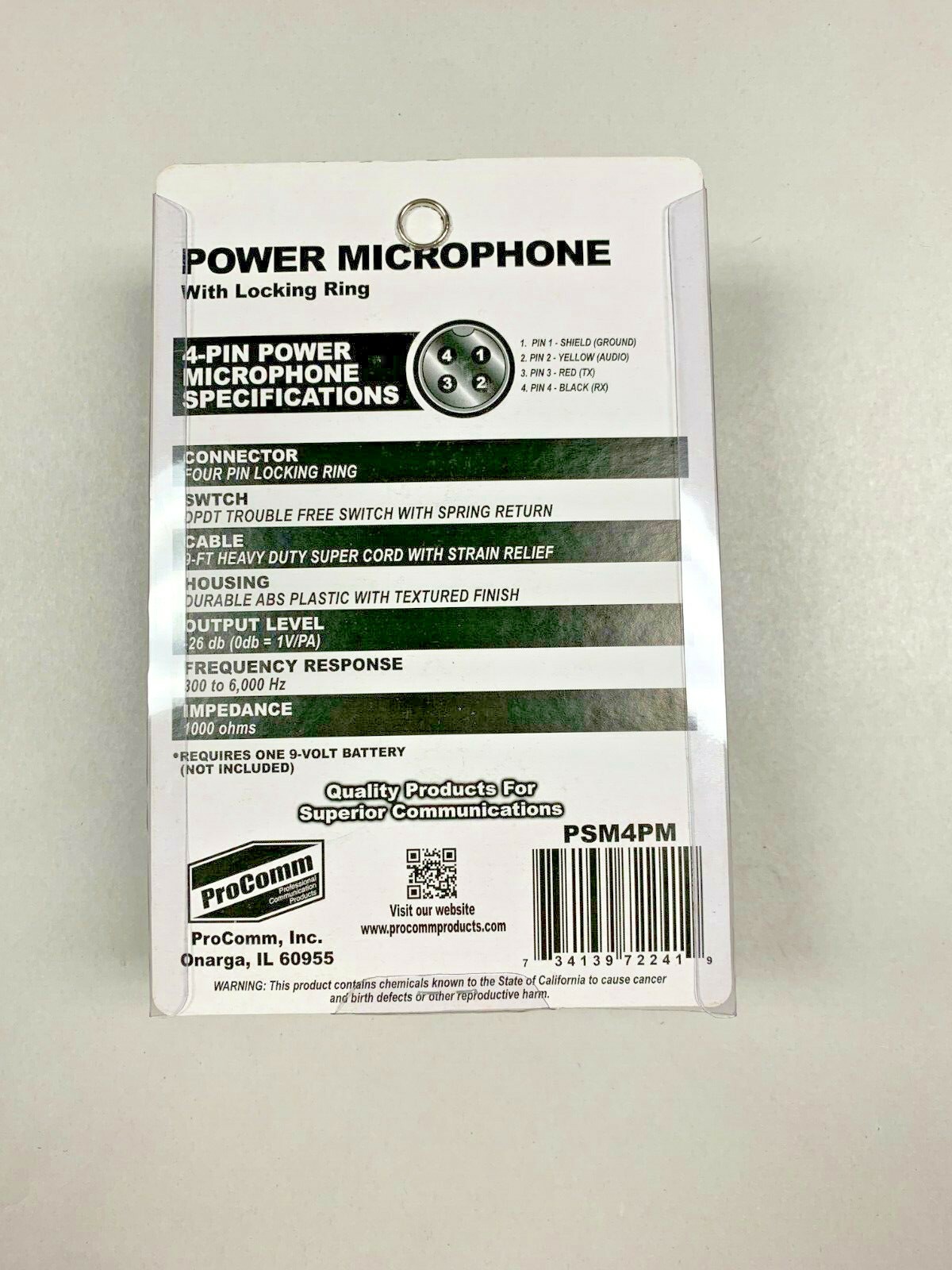 PROCOMM PSM4PM CB RADIO POWER HAND MICROPHONE 4 PIN FOR COBRA UNIDEN