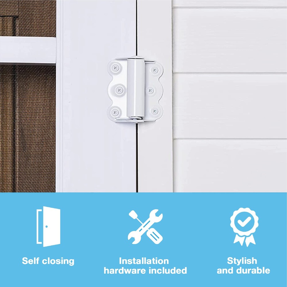 V226WH Spring Loaded Door 2PK Self Closing Hinge, White
