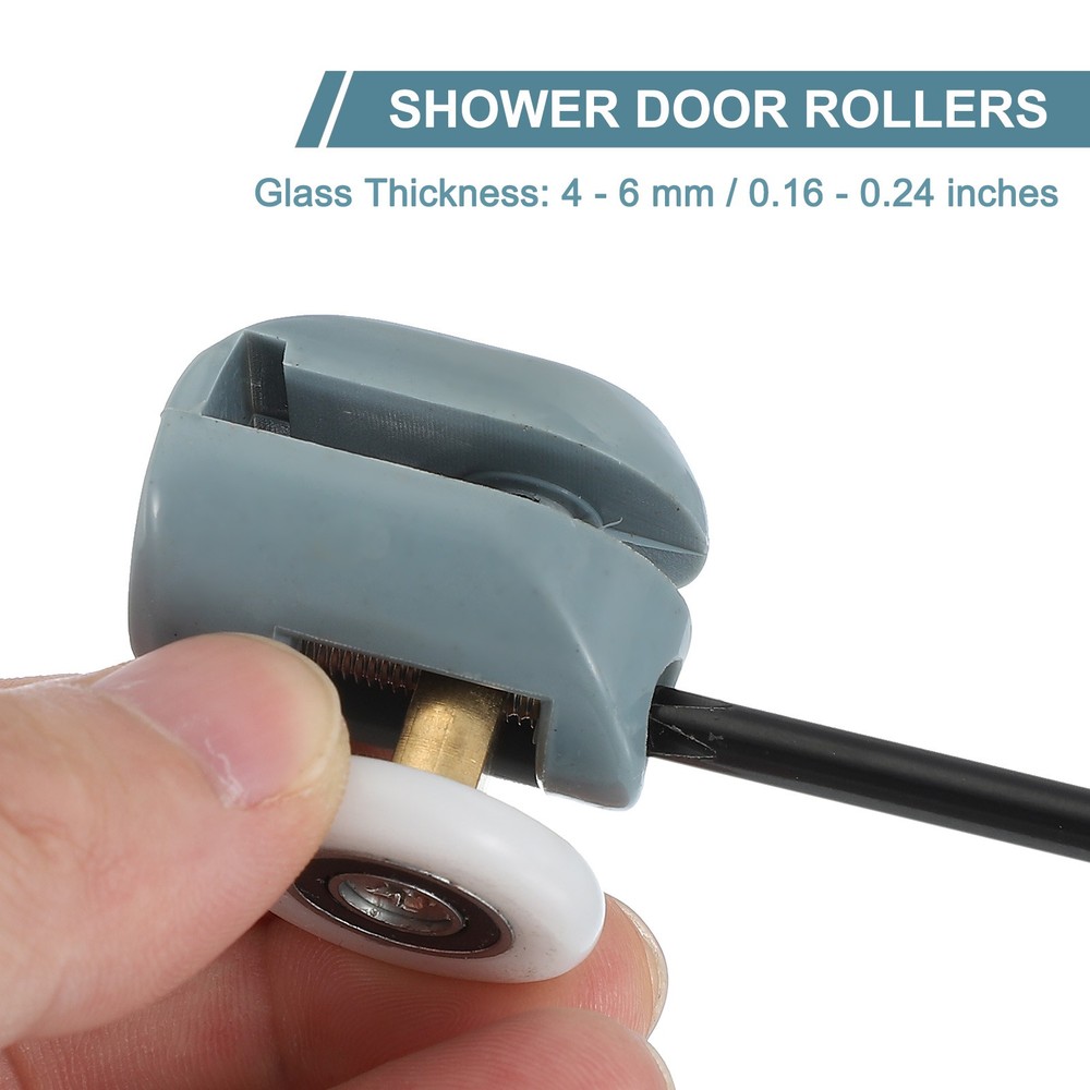 2Pcs 25mm Single Shower Door Rollers Plastic Top Wheels Pulleys Guide Grey